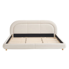 Bellemave® King Size Modern Curved Upholstered Low Profile Platform Bed Frame with Rounded Headboard, Soft Velvet Fabric & Sturdy Metal Frame - Bellemave