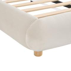 Bellemave® King Size Modern Curved Upholstered Low Profile Platform Bed Frame with Rounded Headboard, Soft Velvet Fabric & Sturdy Metal Frame - Bellemave