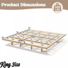 Bellemave® King Size Platform Bed for Bedroom, Solid Bamboo-made Floating Bed Frame with Support Slats, Guest Rooms, Dorms, Natural - Bellemave