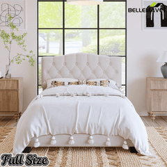 Bellemave® King Size Upholstered Platform Bed Frame with Saddle Curved Headboard & Diamond Tufted Details, Wooden Slats Support, No Box Spring Needed, Under Bed Storage - Bellemave