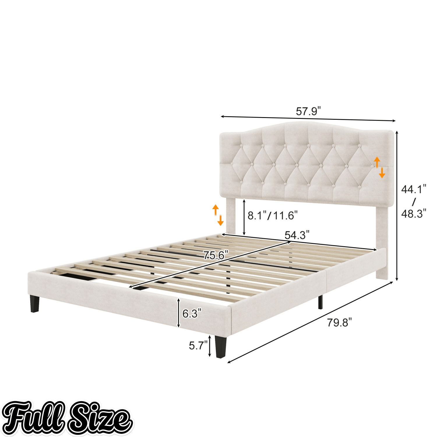 Bellemave® King Size Upholstered Platform Bed Frame with Saddle Curved Headboard & Diamond Tufted Details, Wooden Slats Support, No Box Spring Needed, Under Bed Storage - Bellemave