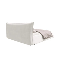 Bellemave® King Size Upholstered Platform Bed with Special Shaped Velvet Headboard, Metal & Solid Wood Frame - Bellemave