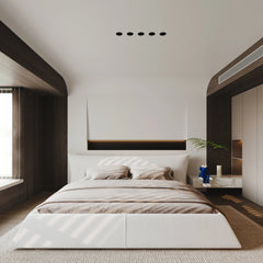 Bellemave® King Size Upholstered Platform Bed with Special Shaped Velvet Headboard, Metal & Solid Wood Frame - Bellemave