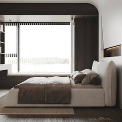 Bellemave® King Size Upholstered Platform Bed with Special Shaped Velvet Headboard, Metal & Solid Wood Frame - Bellemave