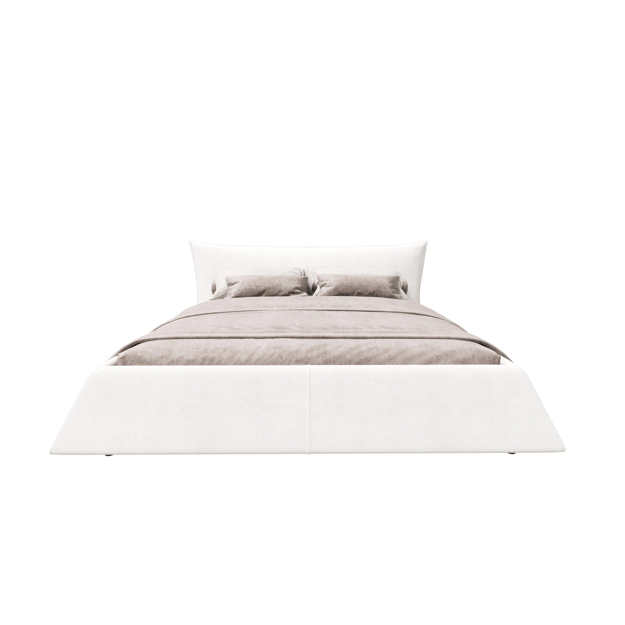 Bellemave® King Size Upholstered Platform Bed with Special Shaped Velvet Headboard, Metal & Solid Wood Frame - Bellemave