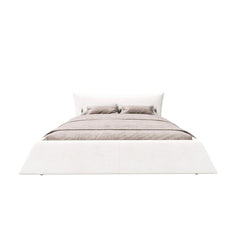 Bellemave® King Size Upholstered Platform Bed with Special Shaped Velvet Headboard, Metal & Solid Wood Frame - Bellemave