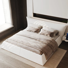 Bellemave® King Size Upholstered Platform Bed with Special Shaped Velvet Headboard, Metal & Solid Wood Frame - Bellemave