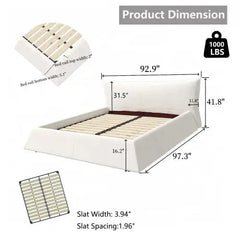 Bellemave® King Size Upholstered Platform Bed with Special Shaped Velvet Headboard, Metal & Solid Wood Frame - Bellemave
