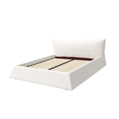 Bellemave® King Size Upholstered Platform Bed with Special Shaped Velvet Headboard, Metal & Solid Wood Frame - Bellemave