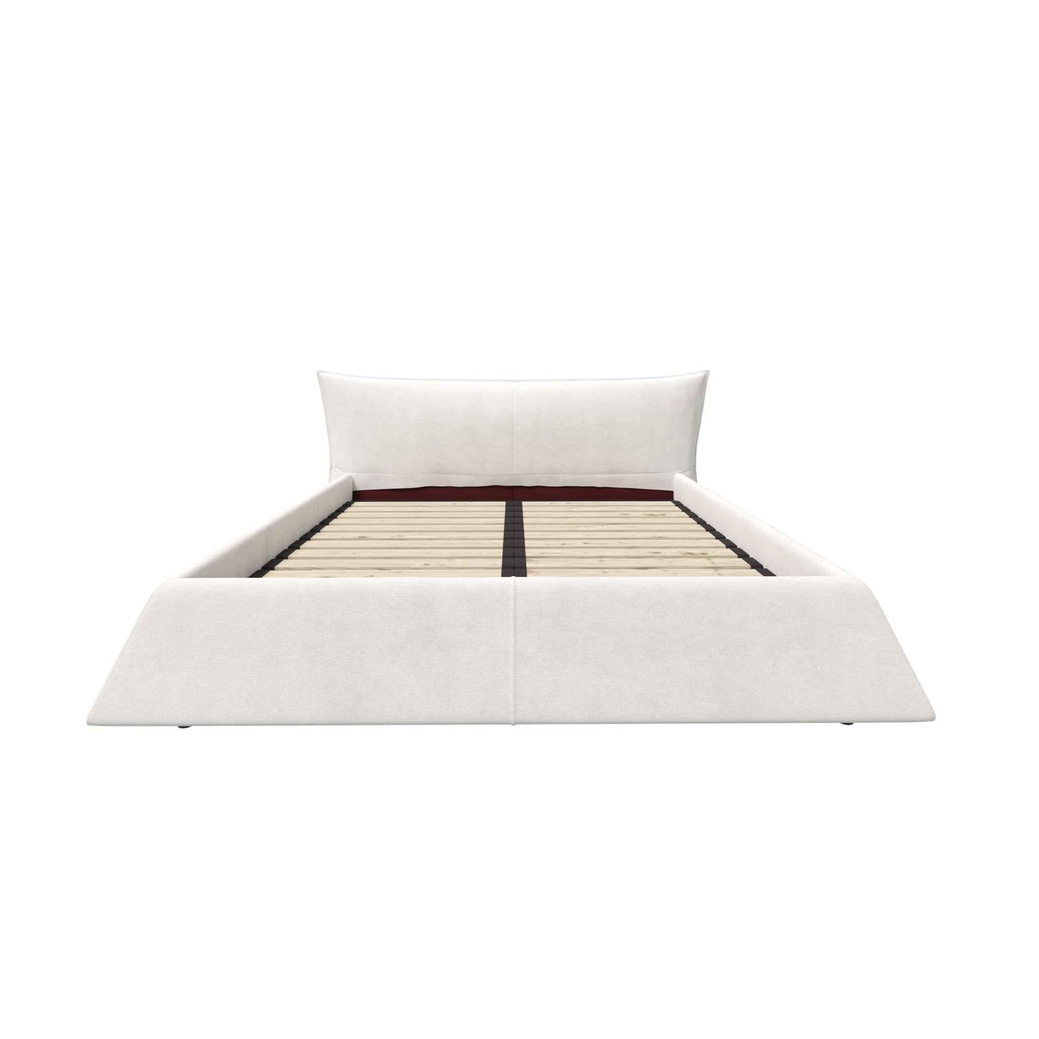Bellemave® King Size Upholstered Platform Bed with Special Shaped Velvet Headboard, Metal & Solid Wood Frame - Bellemave