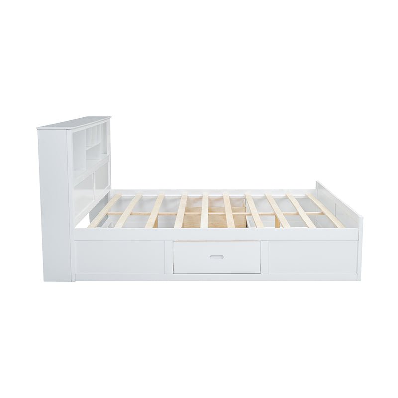 Bellemave® King Size Wood Platform Bed with Multi - storage Headboard, USB and Drawers - Bellemave