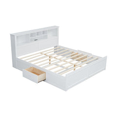 Bellemave® King Size Wood Platform Bed with Multi - storage Headboard, USB and Drawers - Bellemave