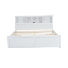 Bellemave® King Size Wood Platform Bed with Multi - storage Headboard, USB and Drawers - Bellemave