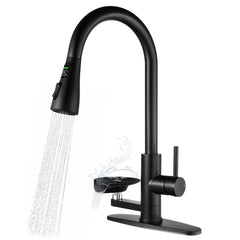 Bellemave® Kitchen Faucet with LED Temperature Display & Glass Rinser, High - Arc Pull - Down Sprayer - Bellemave
