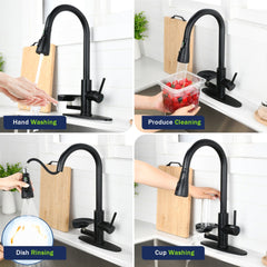 Bellemave® Kitchen Faucet with LED Temperature Display & Glass Rinser, High - Arc Pull - Down Sprayer - Bellemave