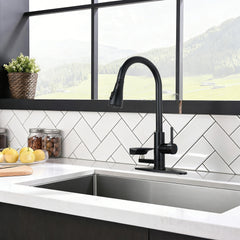 Bellemave® Kitchen Faucet with LED Temperature Display & Glass Rinser, High - Arc Pull - Down Sprayer - Bellemave
