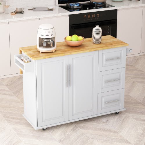 Bellemave® Kitchen Island Cart with 2 Door Cabinet and Three Drawers,43.31 Inch Width with Spice Rack,Towel Rack - Bellemave