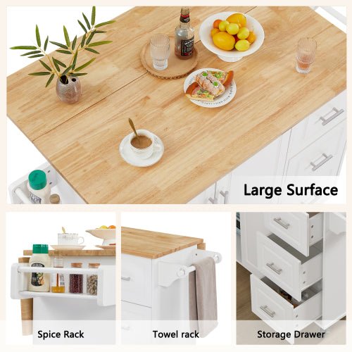 Bellemave® Kitchen Island with Drop Leaf Countertop, Storage Cabinet and Tower Rack - Bellemave