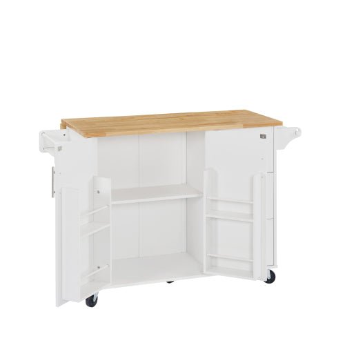 Bellemave® Kitchen Island with Drop Leaf Countertop, Storage Cabinet and Tower Rack - Bellemave