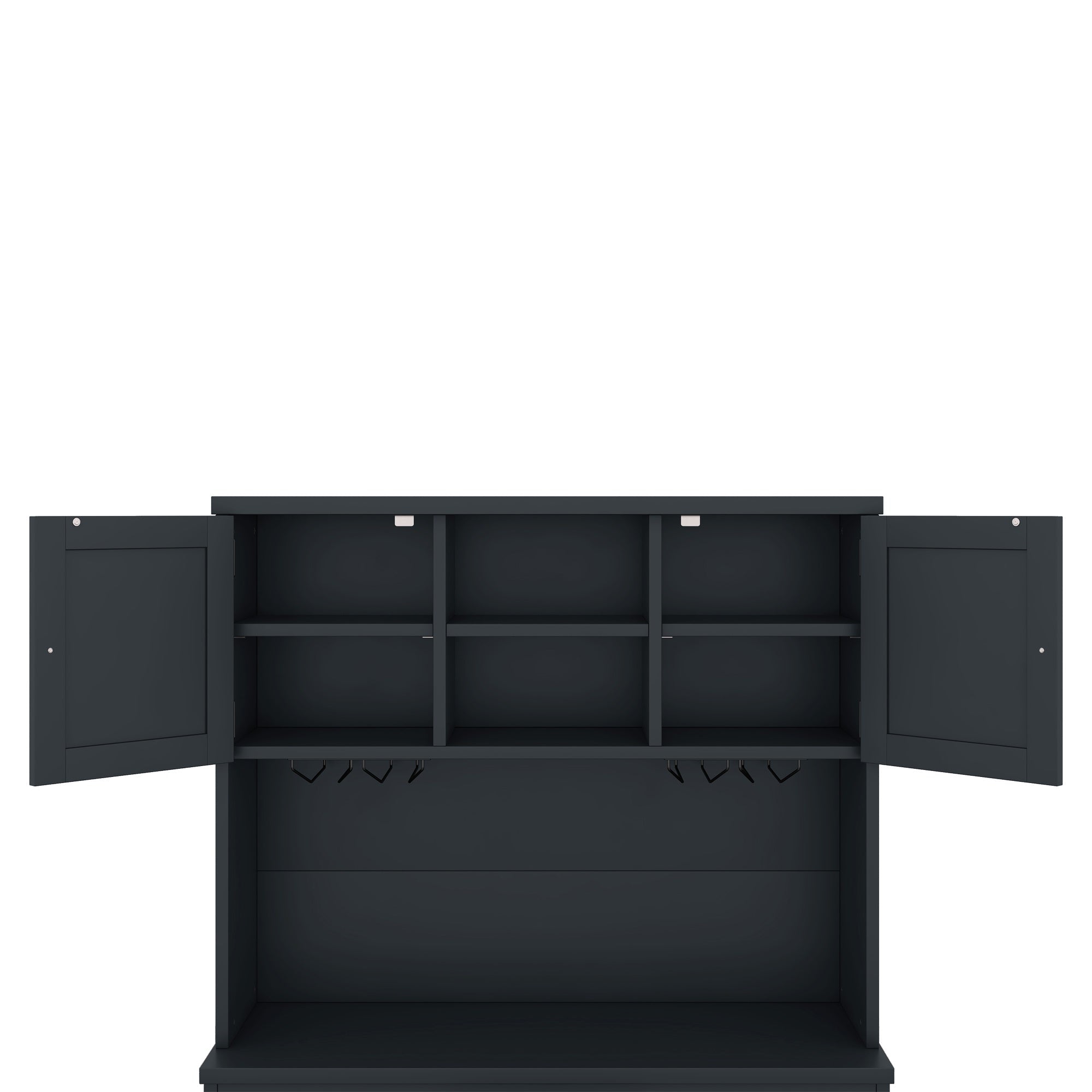 Bellemave® Kitchen Pantry Storage Cabinet with Barn Doors, Microwave Stand, Large Drawers & Shelves for Dining Room, Kitchen(Drak Blue) - Bellemave