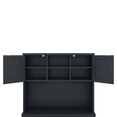 Bellemave® Kitchen Pantry Storage Cabinet with Barn Doors, Microwave Stand, Large Drawers & Shelves for Dining Room, Kitchen(Drak Blue) - Bellemave