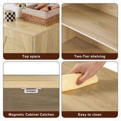 Bellemave® Kitchen Storage Cabinets with Rattan Decorated Doors - Bellemave