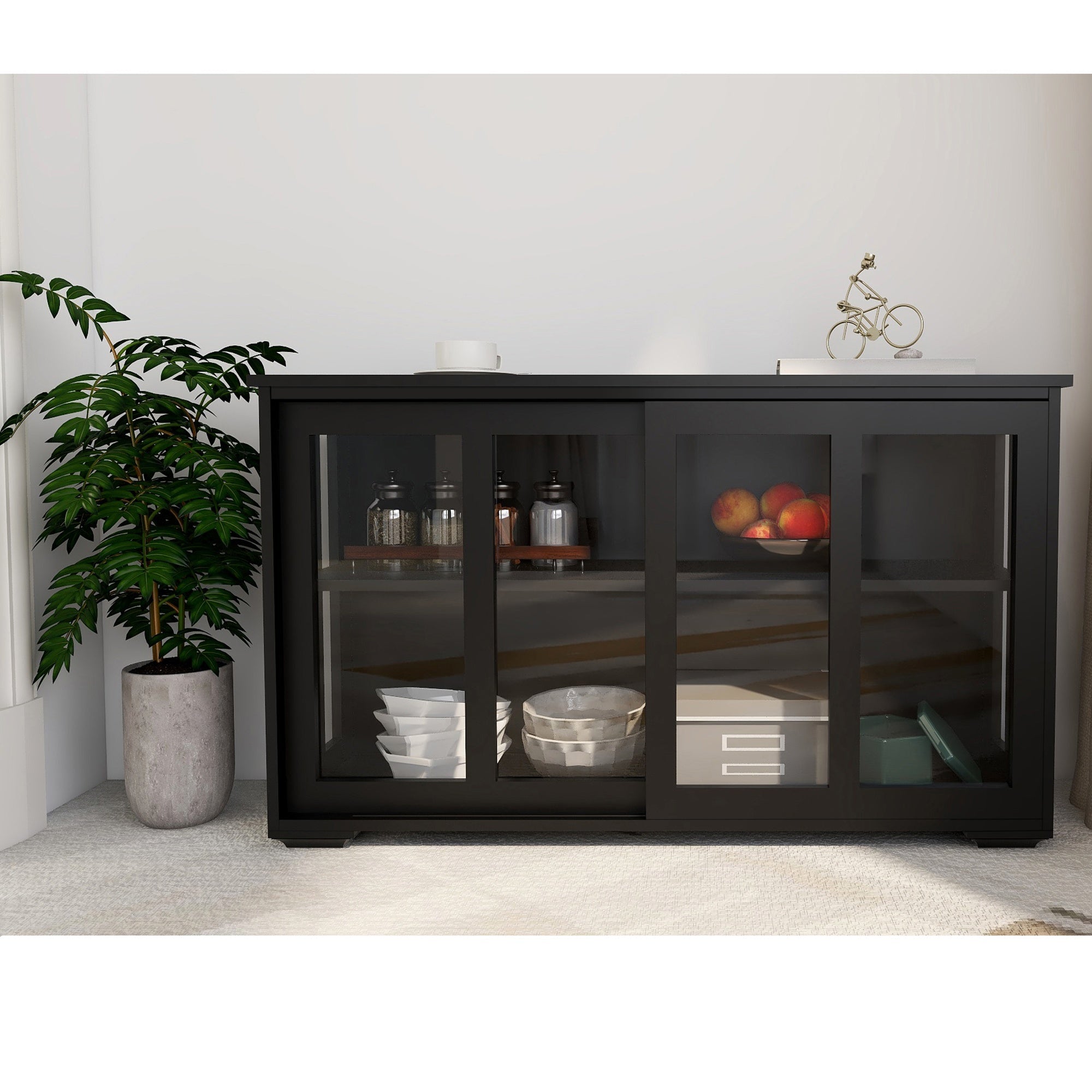 Bellemave® Kitchen Storage Stand Cupboard With Glass Door - Bellemave