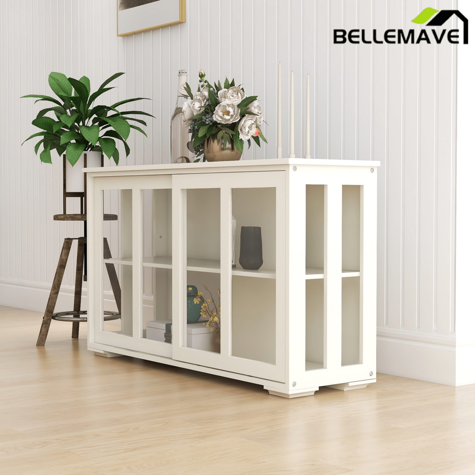Bellemave® Kitchen Storage Stand Cupboard With Glass Door - Bellemave