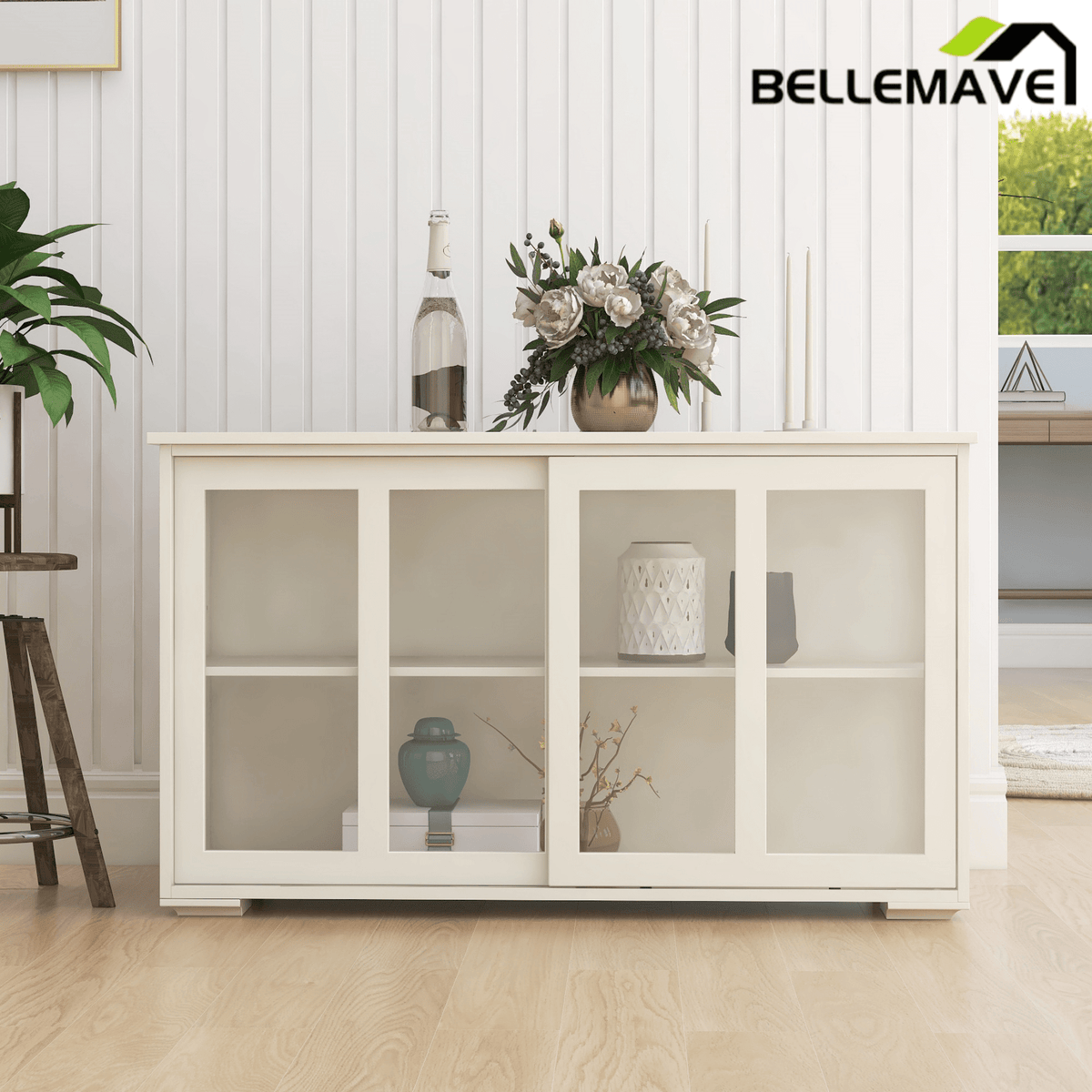Bellemave® Kitchen Storage Stand Cupboard With Glass Door - Bellemave