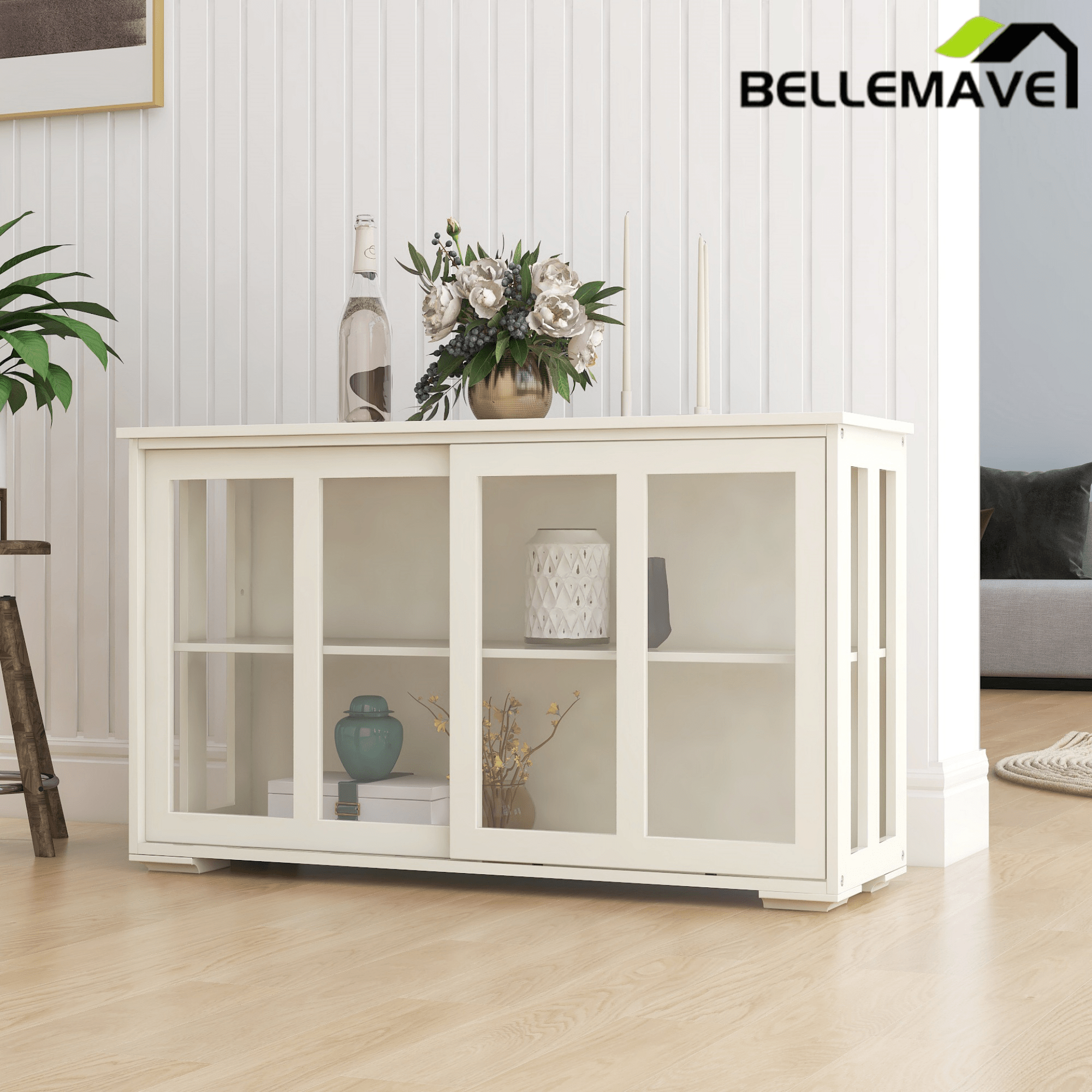 Bellemave® Kitchen Storage Stand Cupboard With Glass Door - Bellemave