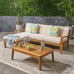 Bellemave® L - Shaped Acacia Wood Outdoor Sectional Sofa - Bellemave
