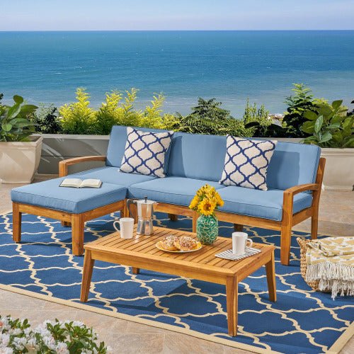Bellemave® L - Shaped Acacia Wood Outdoor Sectional Sofa - Bellemave