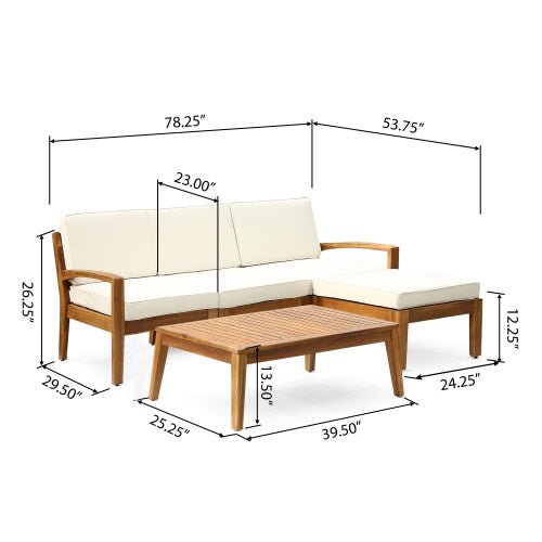 Bellemave® L - Shaped Acacia Wood Outdoor Sectional Sofa - Bellemave