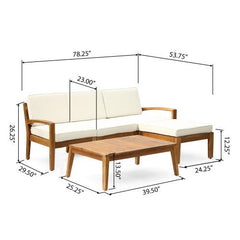 Bellemave® L - Shaped Acacia Wood Outdoor Sectional Sofa - Bellemave