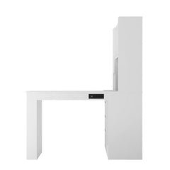 Bellemave® L - Shaped Computer Desk with Drawers, Bookshelf and Hutch, LED Light and Charger - Bellemave