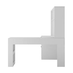 Bellemave® L - Shaped Computer Desk with Outlet, Drawers, Bookshelf, Hutch - Bellemave