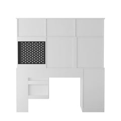 Bellemave® L - Shaped Computer Desk with Outlet, Drawers, Bookshelf, Hutch - Bellemave