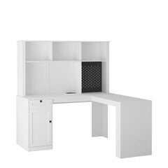 Bellemave® L - Shaped Computer Desk with Outlet, Drawers, Bookshelf, Hutch - Bellemave
