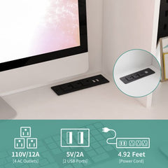 Bellemave® L - Shaped Computer Desk with Outlet, Drawers, Bookshelf, Hutch - Bellemave
