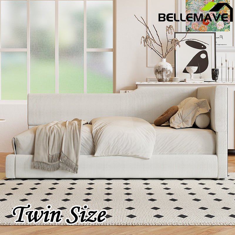 Bellemave® L - Shaped Corduroy Daybed Upholstered Daybed - Bellemave
