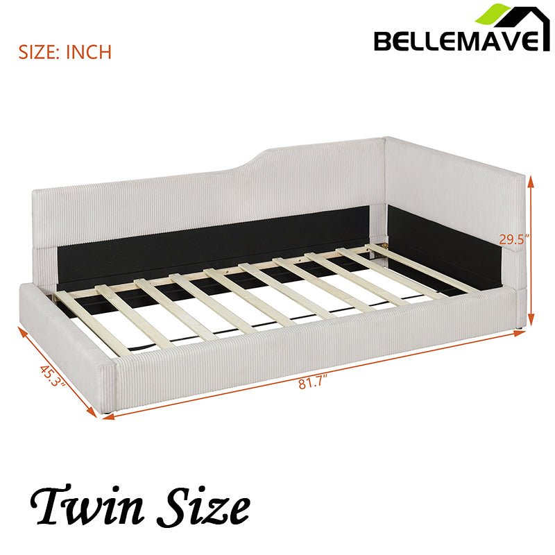 Bellemave® L - Shaped Corduroy Daybed Upholstered Daybed - Bellemave