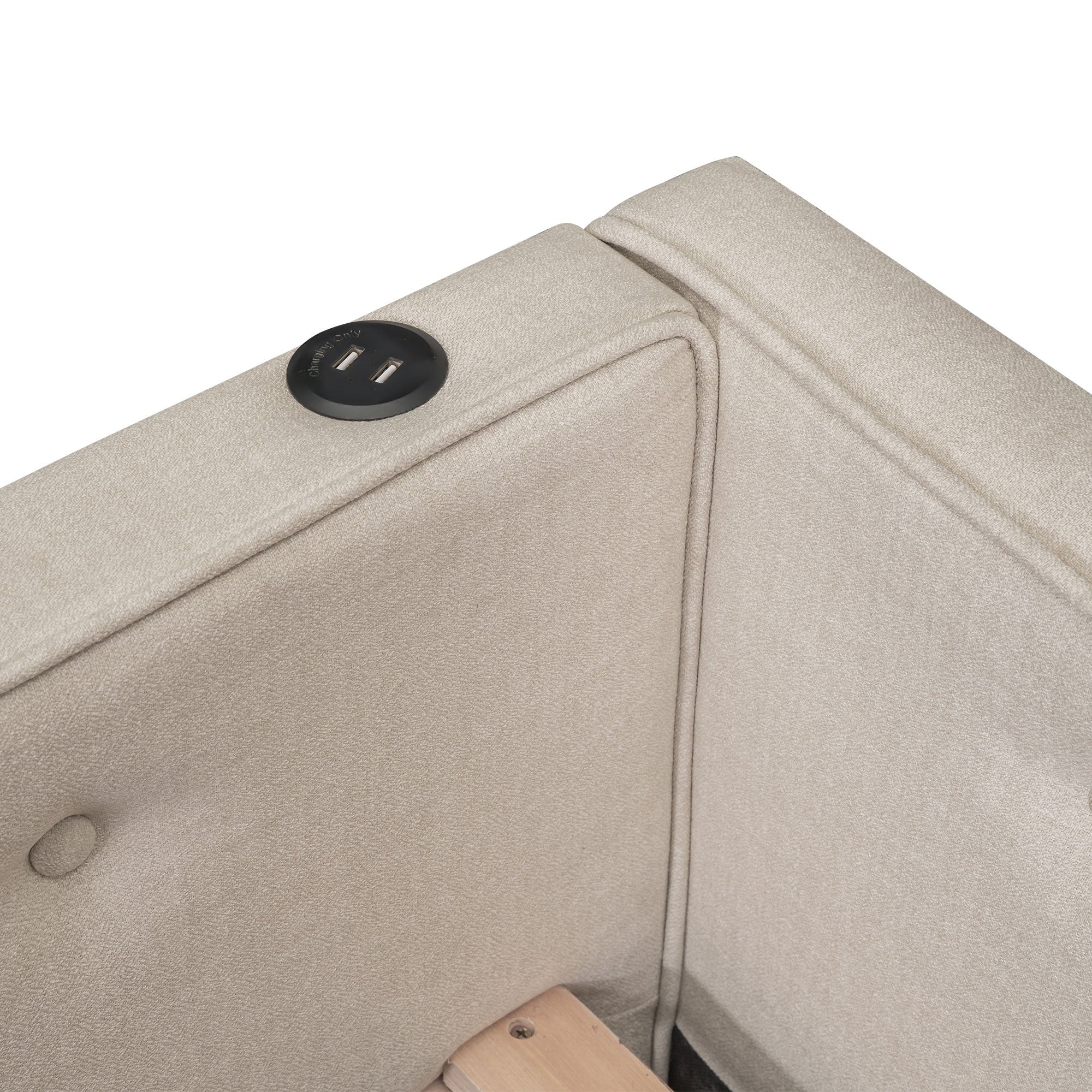 Bellemave® L - Shaped Daybed with Trundle & USB Port – Linen Tufted Upholstered Sofa Bed, Beige - Bellemave