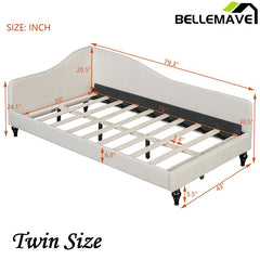 Bellemave® L - Shaped Linen Daybed,with Solid Wood Legs - Bellemave