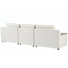 Bellemave® L - shaped Modular Sectional Sofa with Removable Back Cushions,3 Pillows and 2 Storage Spaces - Bellemave