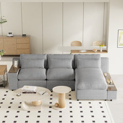Bellemave® L - shaped Modular Sectional Sofa with Removable Back Cushions,3 Pillows and 2 Storage Spaces - Bellemave