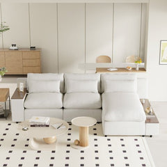 Bellemave® L - shaped Modular Sectional Sofa with Removable Back Cushions,3 Pillows and 2 Storage Spaces - Bellemave