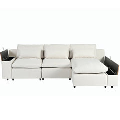 Bellemave® L - shaped Modular Sectional Sofa with Removable Back Cushions,3 Pillows and 2 Storage Spaces - Bellemave