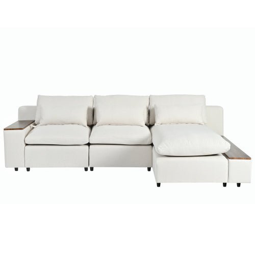 Bellemave® L - shaped Modular Sectional Sofa with Removable Back Cushions,3 Pillows and 2 Storage Spaces - Bellemave
