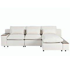 Bellemave® L - shaped Modular Sectional Sofa with Removable Back Cushions,3 Pillows and 2 Storage Spaces - Bellemave