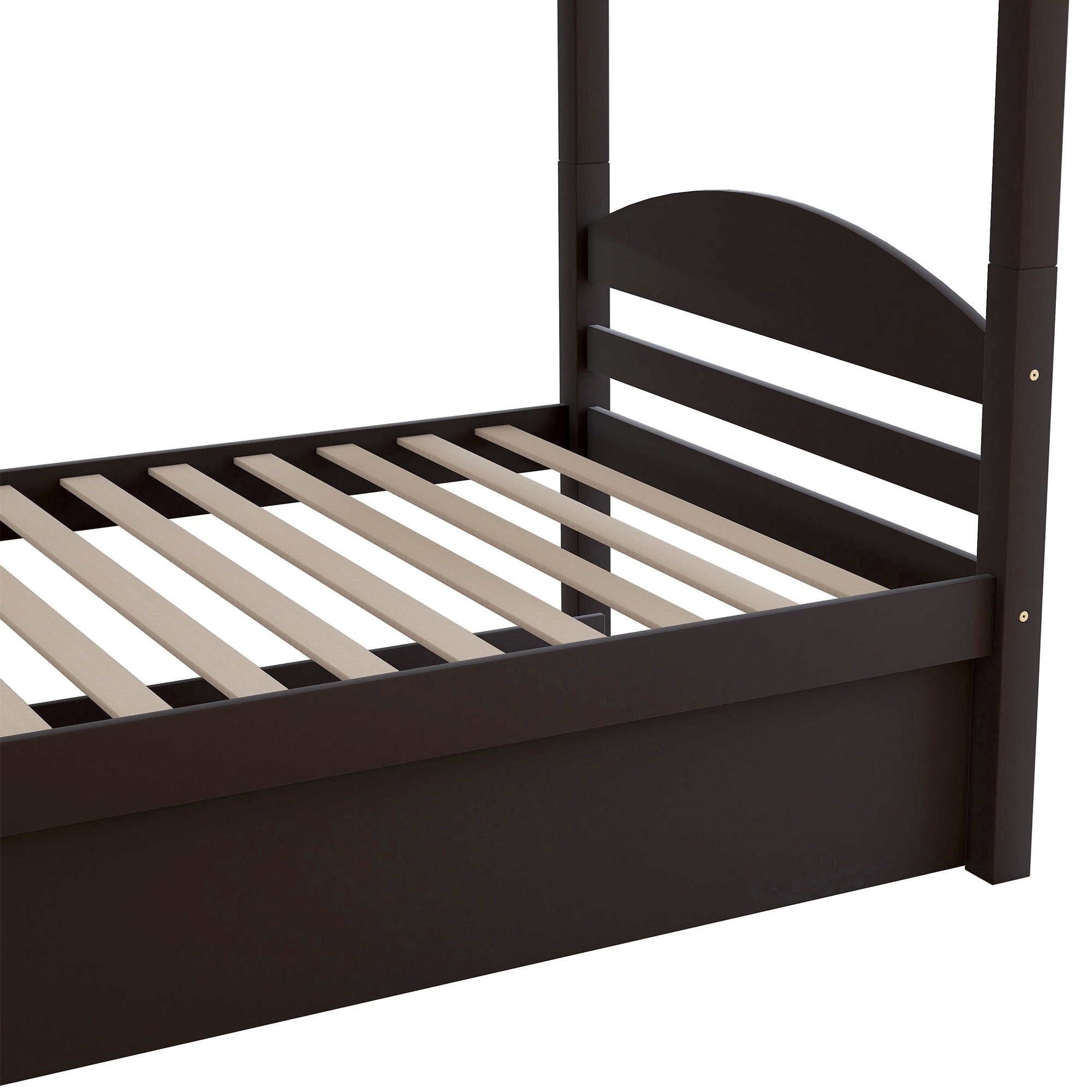 Bellemave® L - Shaped Quad Bunk Bed with Trundle, Twin Over Twin, Gray, 4 Beds - Bellemave